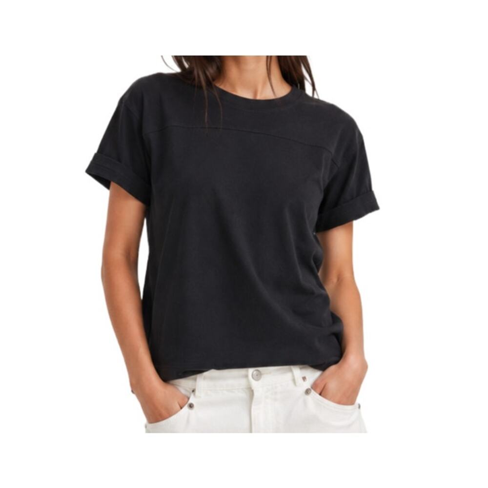 CHRLDR Black Pima Cotton Block Sleeve Tee Heavyweight Stretch XS Street Chic